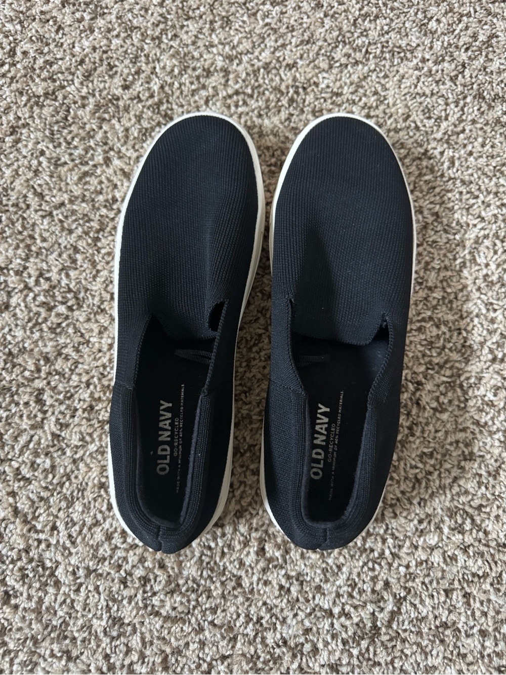 Old Navy Women's Black Slip-On Knit Sneakers with White Sole